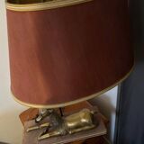 Lamp with elongated bronze deer