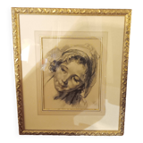 charcoal and red chalk drawing in the style of Boucher...signed 600 EUROS
