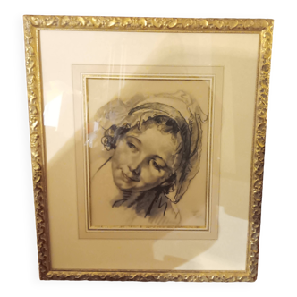 charcoal and red chalk drawing in the style of Boucher...signed 600 EUROS
