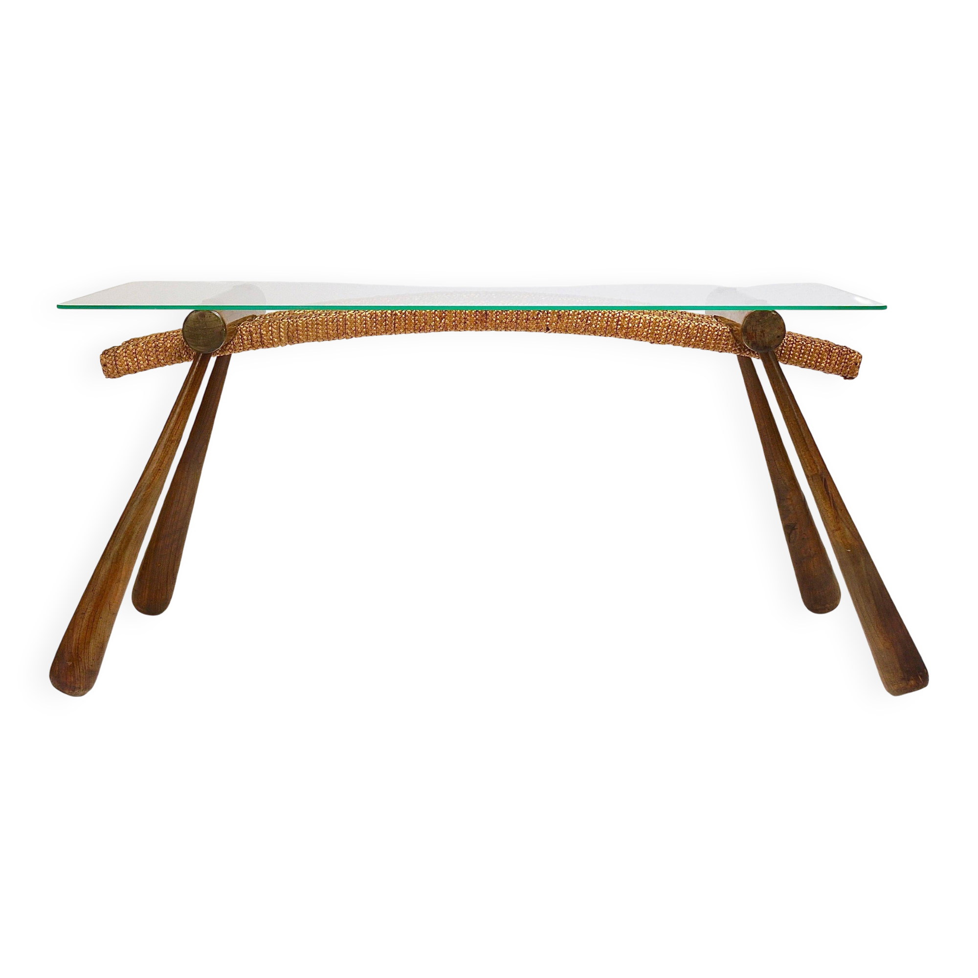 Mid-century side table by Max Kment, maple, cord, Austria, 1950s