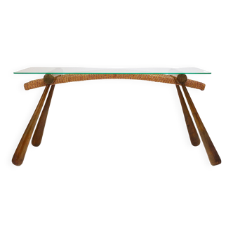 Mid-century side table by Max Kment, maple, cord, Austria, 1950s