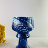Coupe sur pied en verre multicouche à décor de forme libre Patrick Lepage