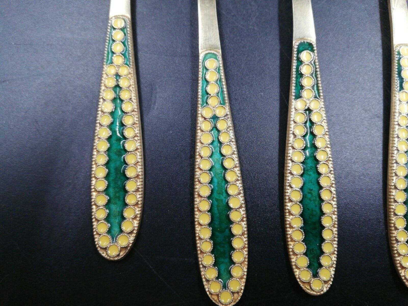 Lot of 6 russian solid silver spoons enamelled