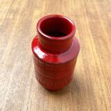 Red pottery vase Rimini Italian from the mid-century by Aldo Londi for Bitossi, 1960s.