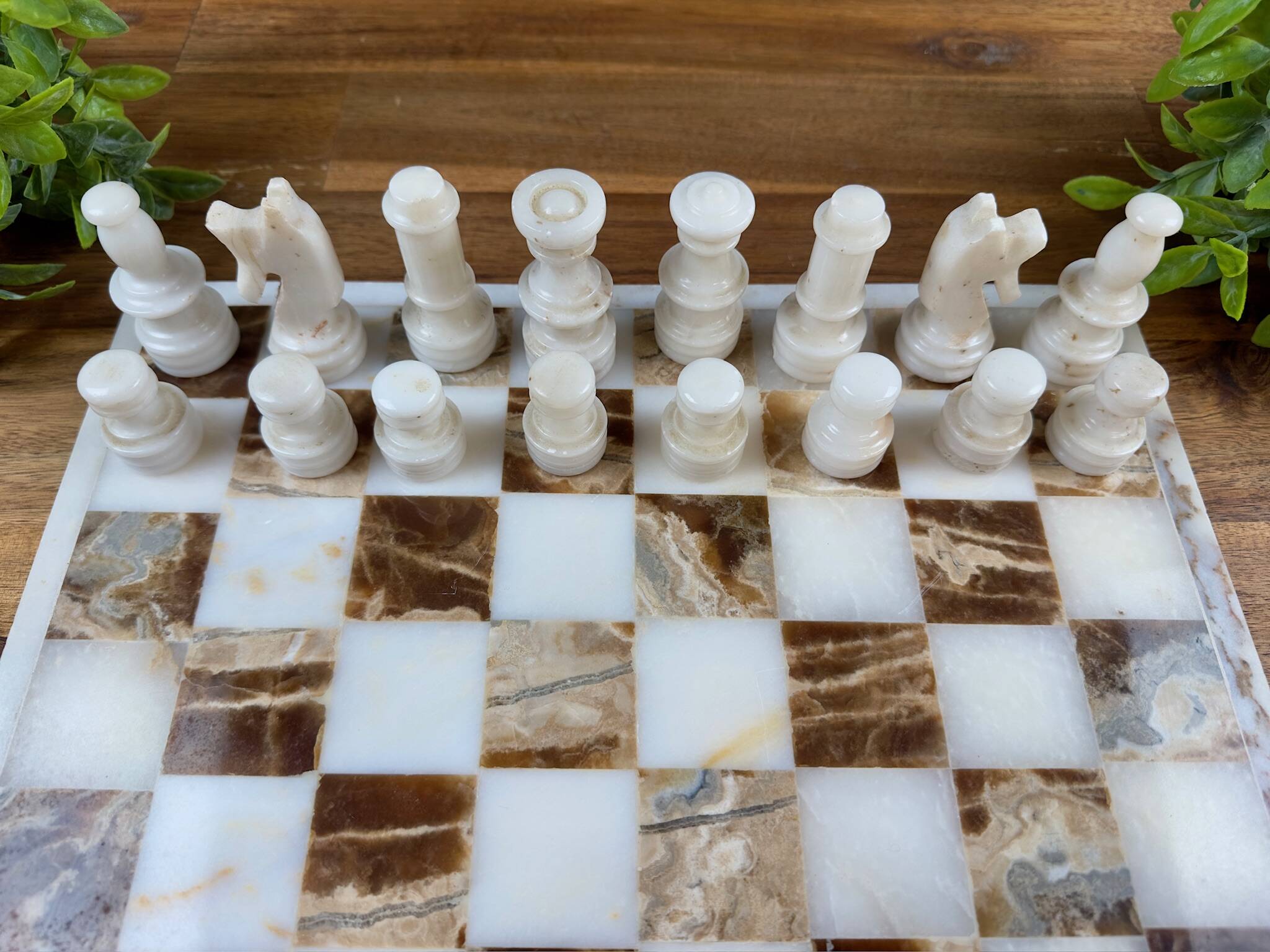 Jeu d’échecs en onyx – Plateau et pièces en pierre naturelle