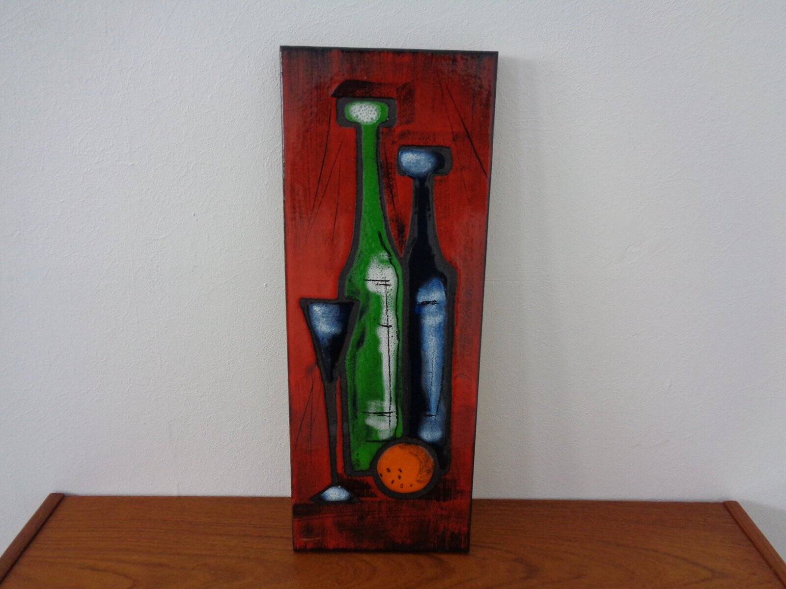 Mid-Century Glazed Studio Ceramic Wall Plaque, 1960s