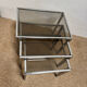 Set of 3 vintage nesting tables – Chrome metal & smoked glass