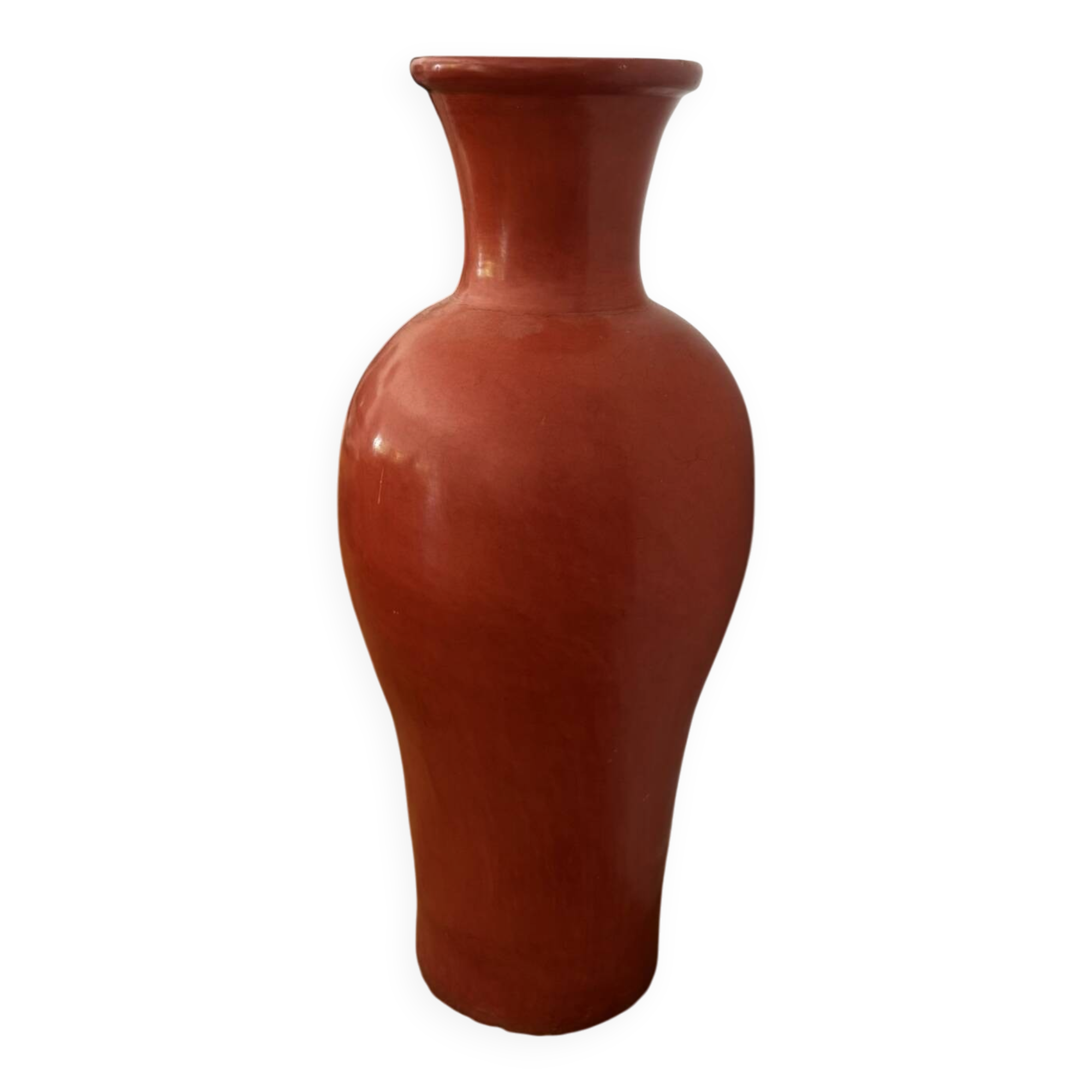 Large monumental vase in red terracotta