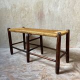 Banc bois et paille rustique