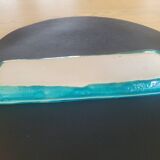 Signed turquoise enameled ceramic pocket tray