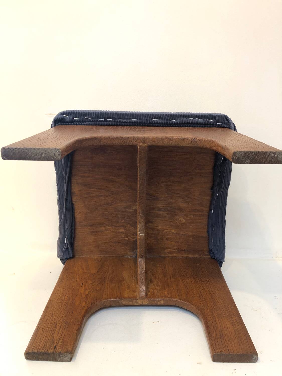 Brutalist velvet stool, 1970
