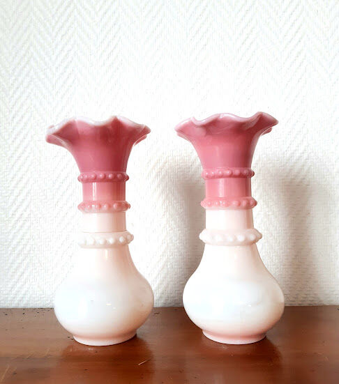 Pair of fairground opaline vases circa 1920