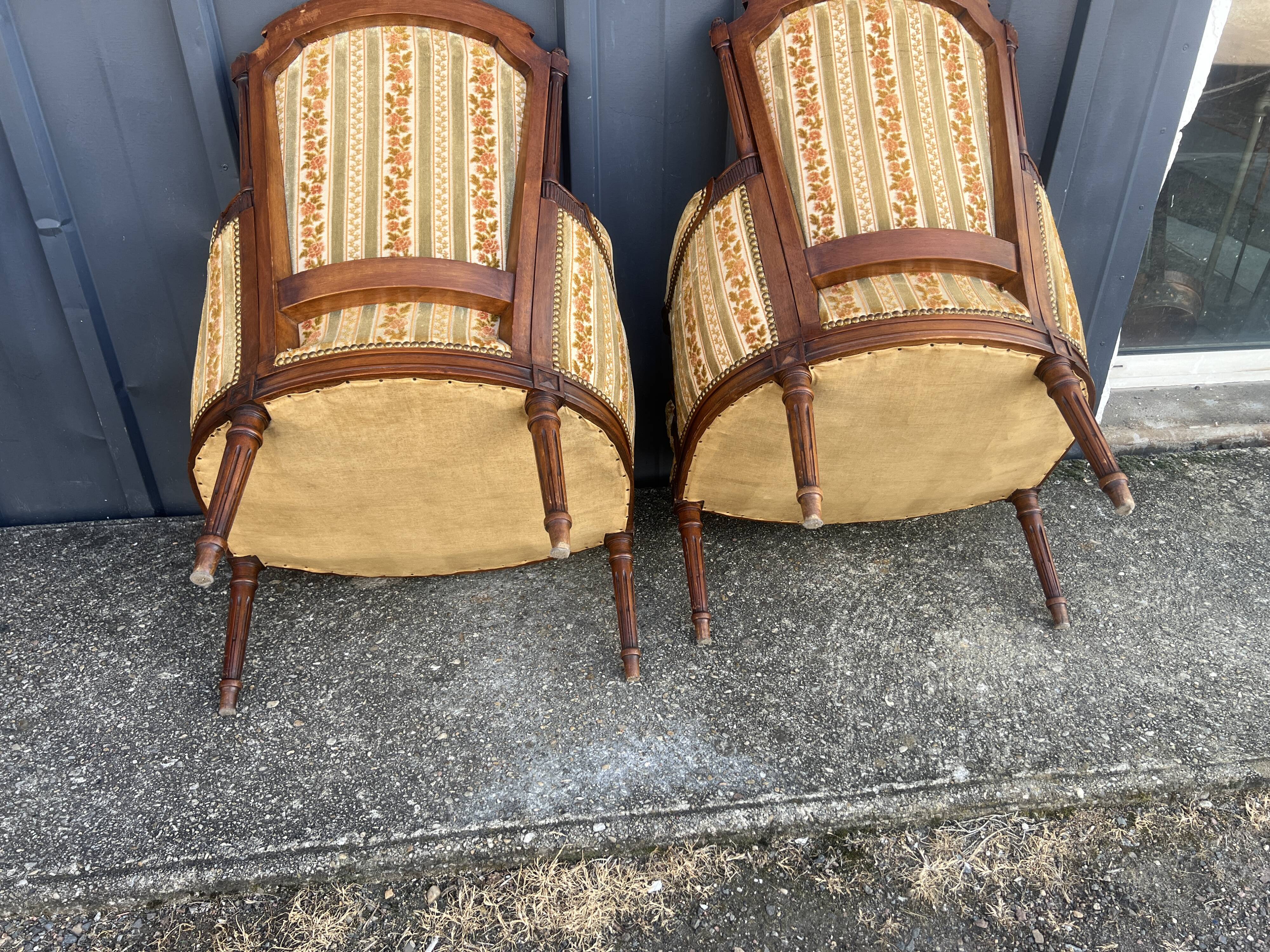 Pair of Louis XVI style armchairs