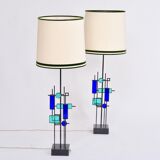 Pair of Mid-century Modern Iron and Glass Table Lamps by Svend Aage Holm Sørensen