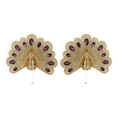 Ensemble de 2 magnifiques appliques murales en verre cristal en forme de paon par Palwa