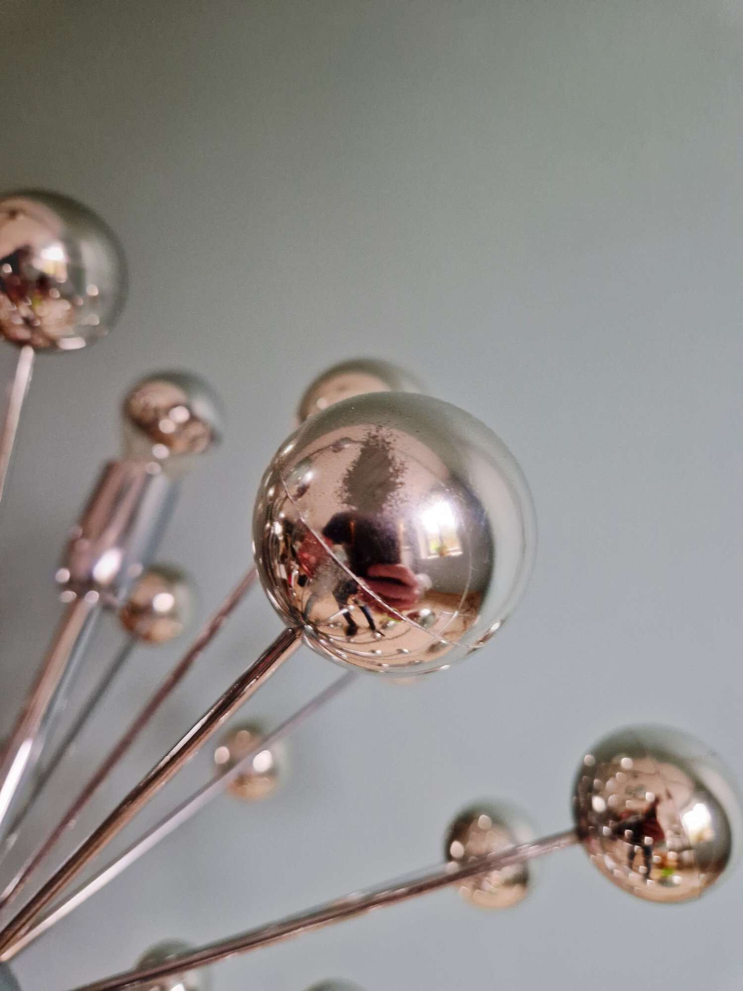 Sputnik chandelier in chromed metal, Space Age design, 1960