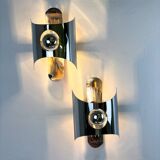 Pair of chromed space age wall lights, Italy, 1970s