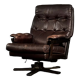 Modern Scandinavian brown leather swivel chair, 1970s