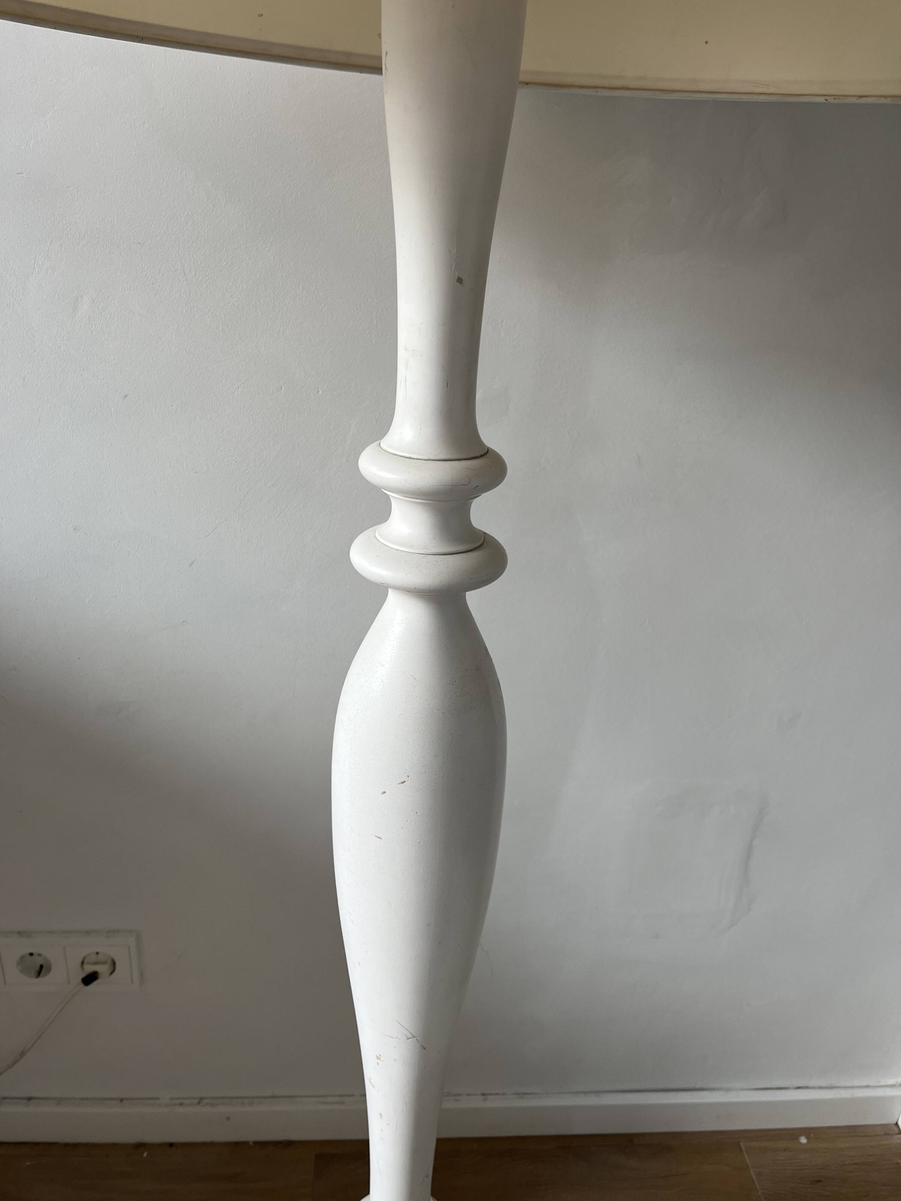 Vintage white wooden floor lamp