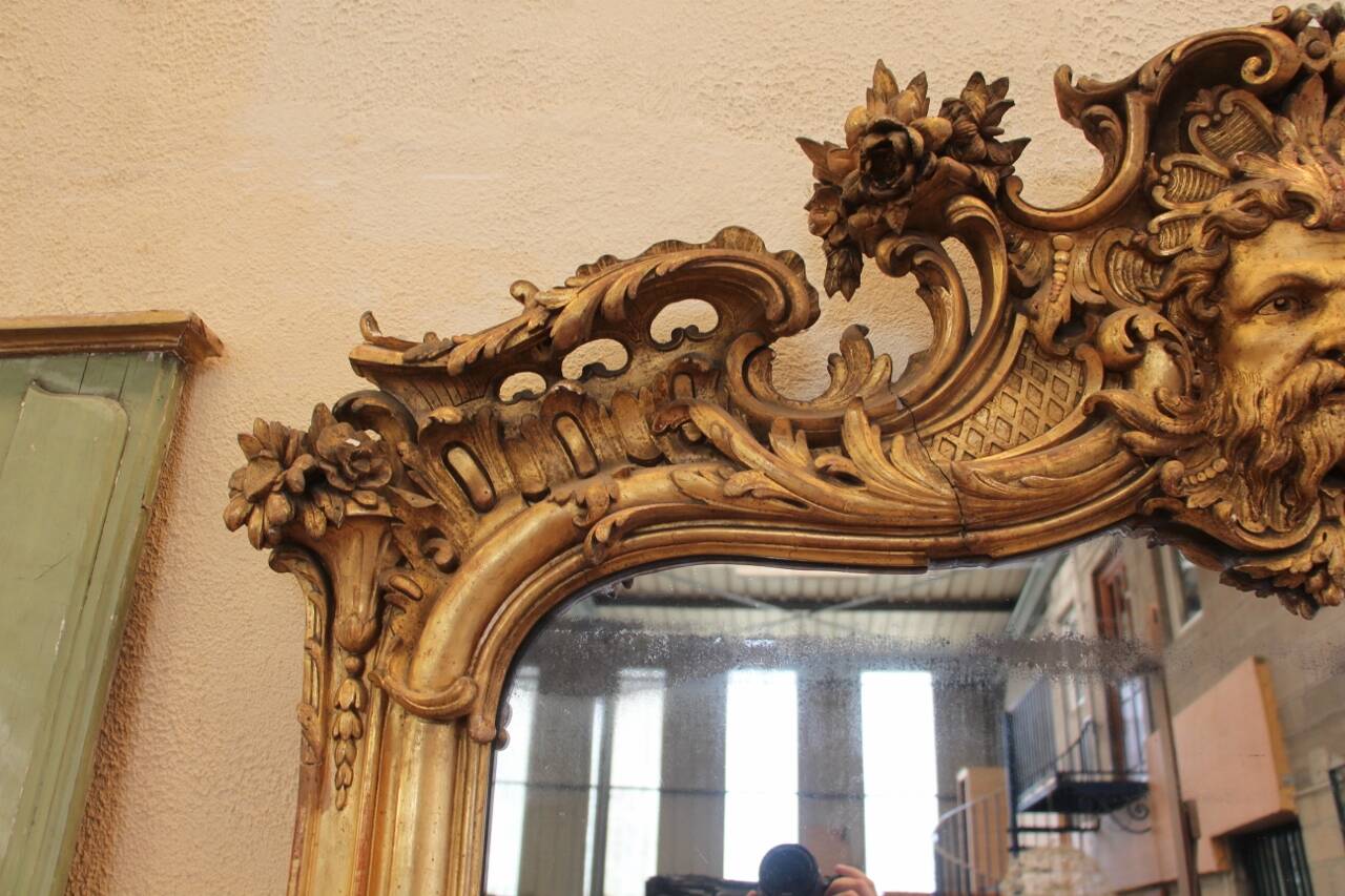grand miroir doré Napoleon III au masque