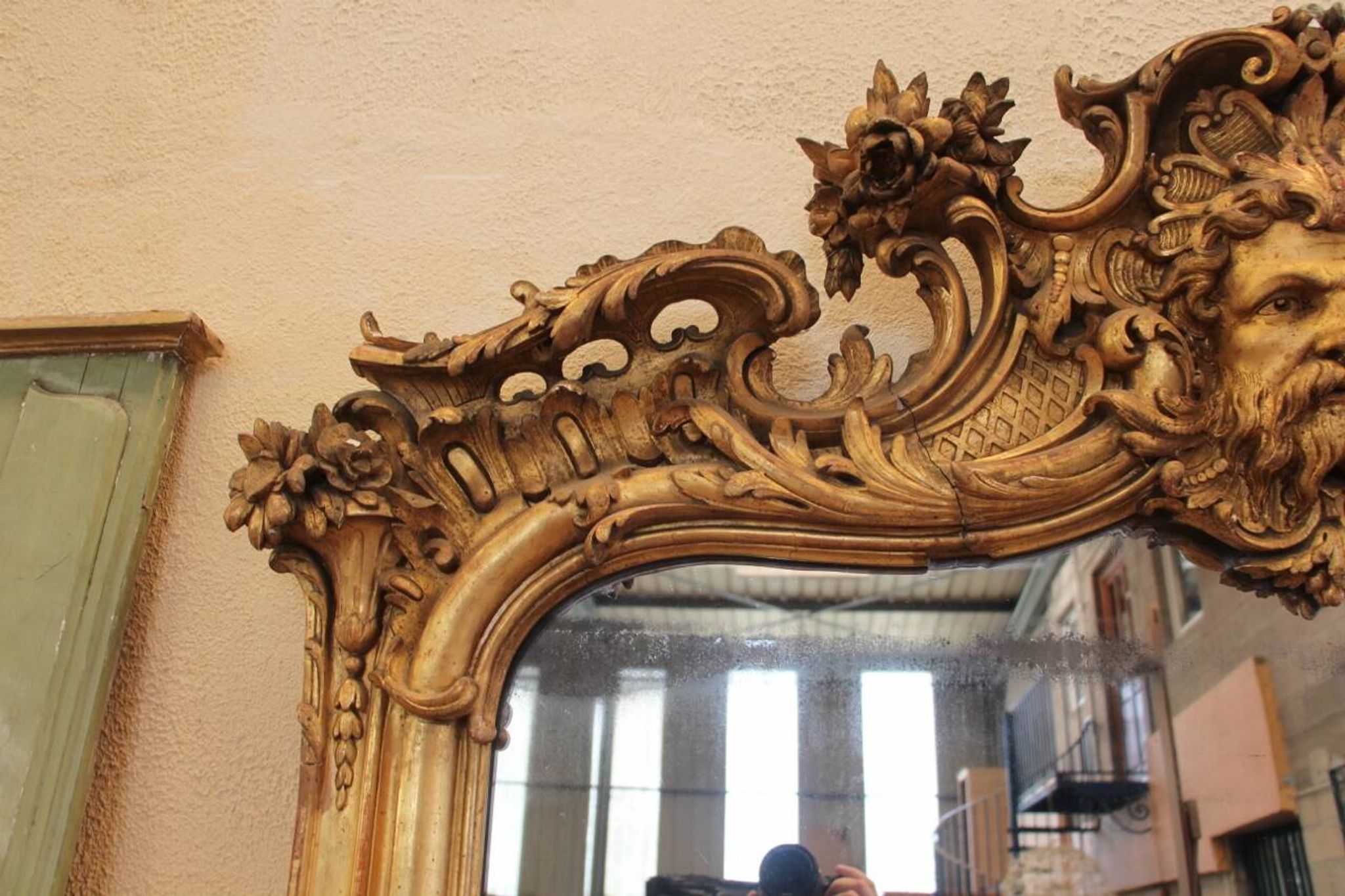 grand miroir doré Napoleon III au masque