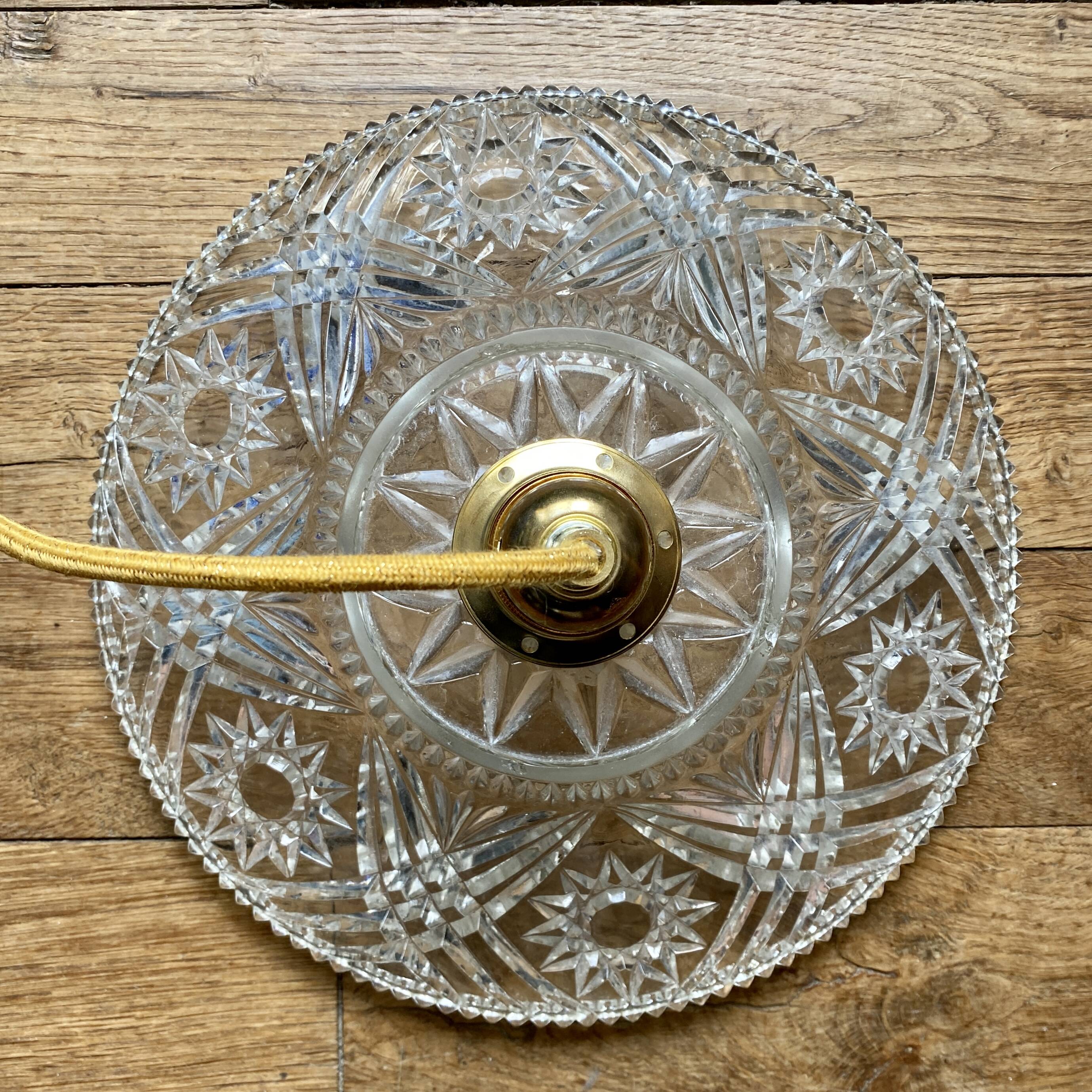 Suspension abat-jour vintage en verre - collection vaisselle -