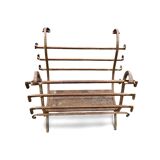 Vintage black wrought iron fireplace log holder / 1960s