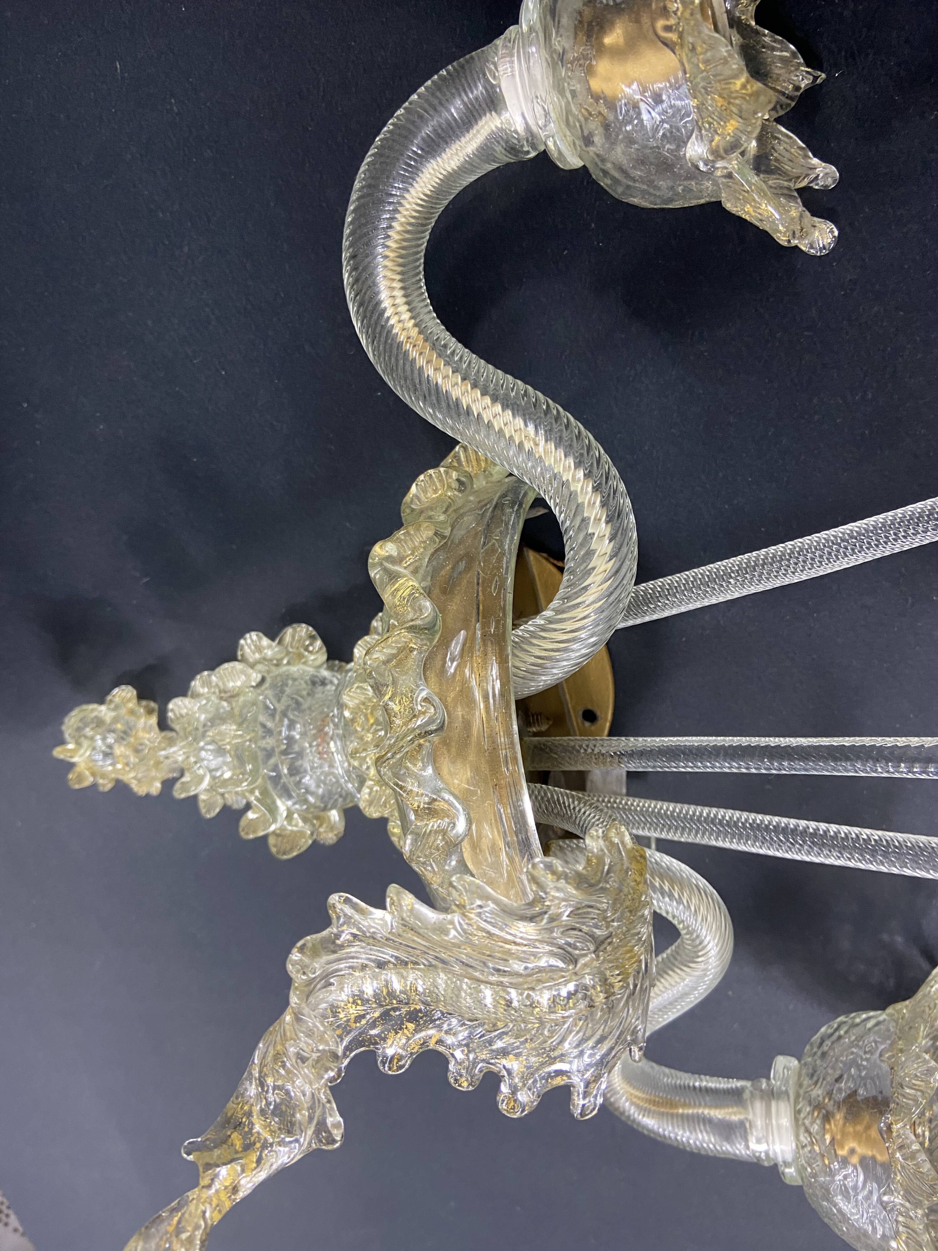 Large two-light wall lamp in Murano glass Venice