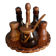 Oil, vinegar, mustard, pepper, salt, olive wood servant from Spain.