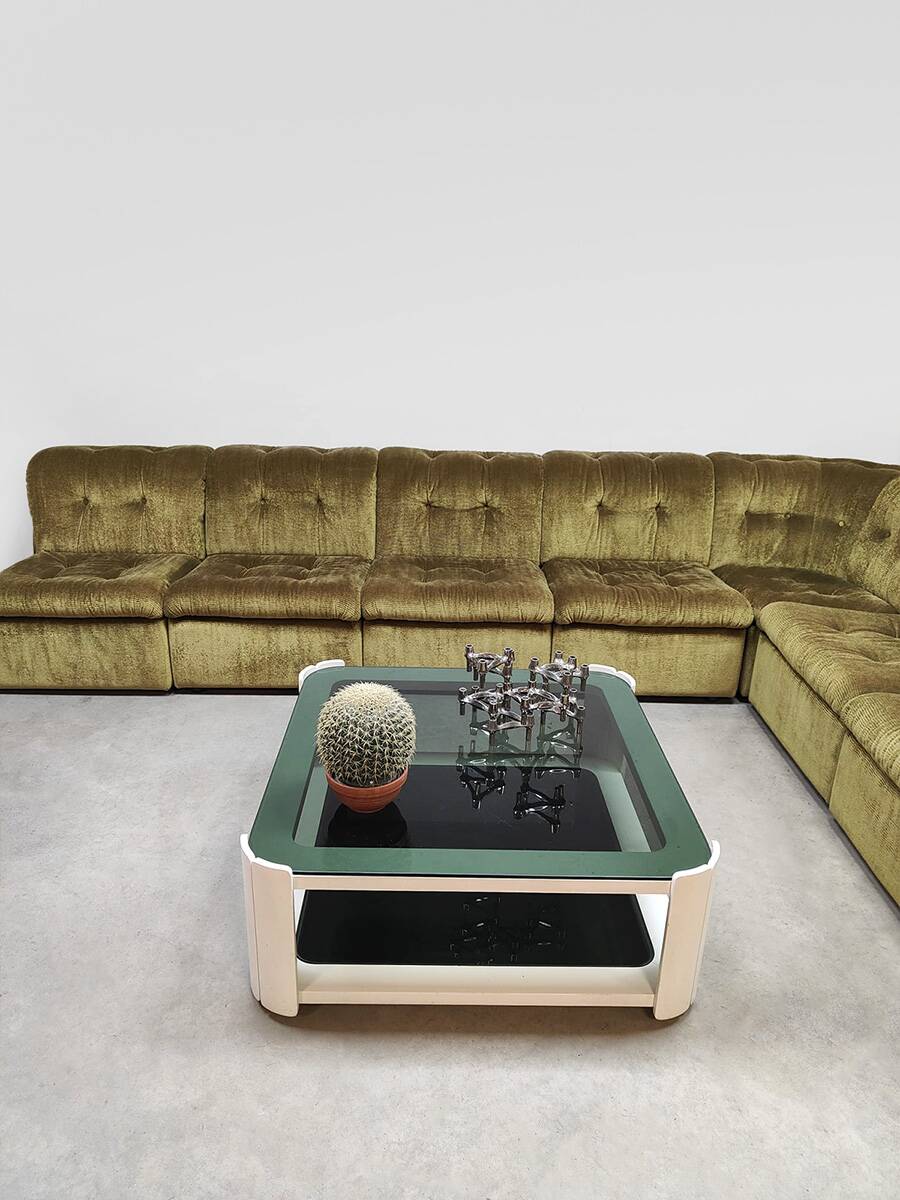 Vintage velvet modular sofa modular 'Verdant green'