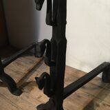 Paire de landiers en fer forgé