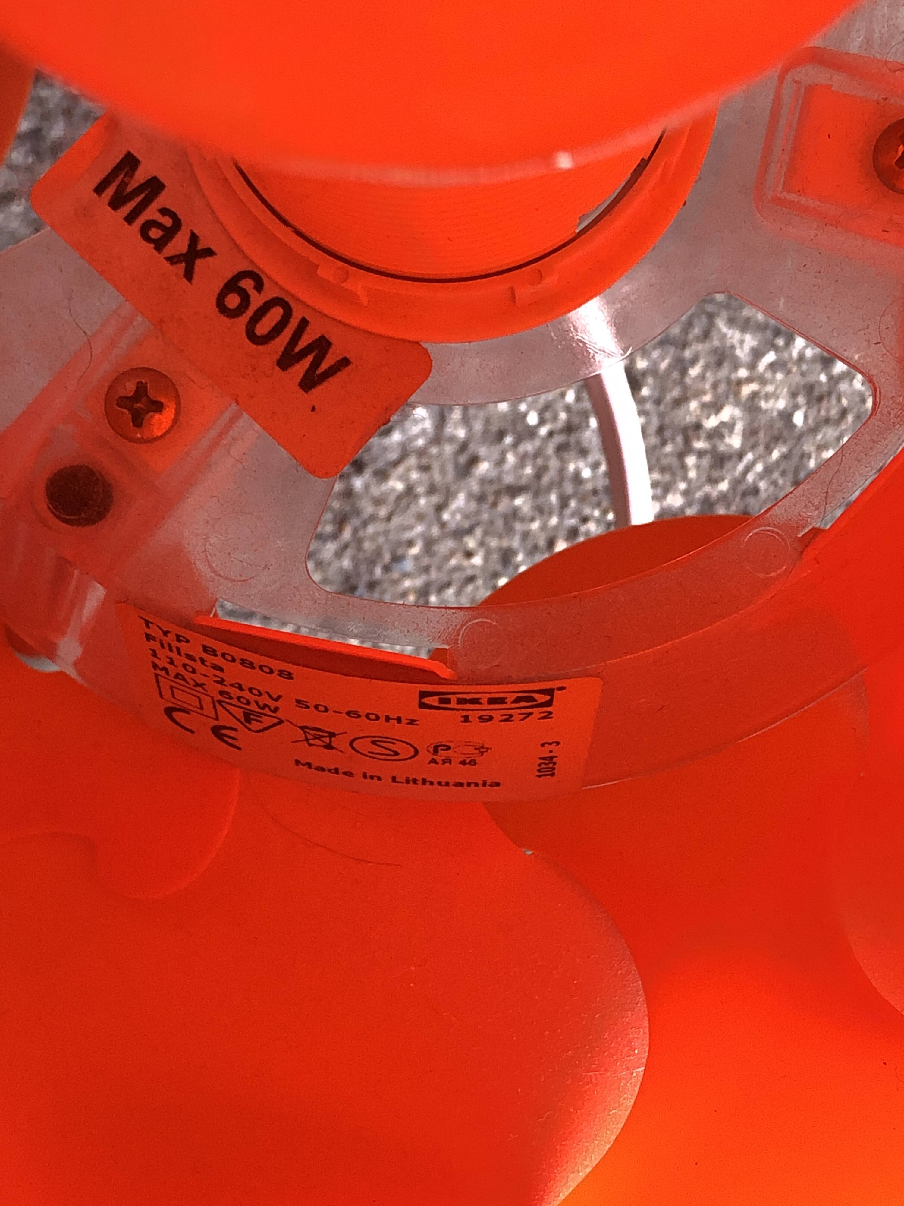 Lampe Ikea vintage orange Fillsta, 1990