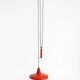Mid-Century Modern red aluminum pendant lamp, height adjustable, Italy