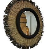 Handmade wall mirror made of natural fibers – bohemian chic style