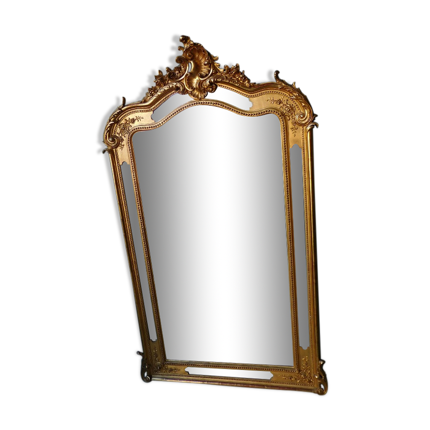 Gilded wooden mirror louis xv with frame
