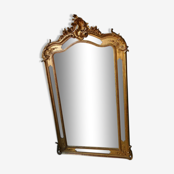 Gilded wooden mirror louis xv with frame