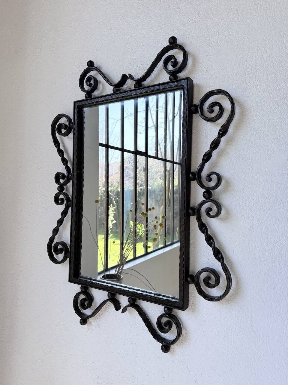 Brutalist wrought iron mirror 1940
