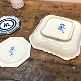 Glass underside and ceramic ramekin Gien France 60s