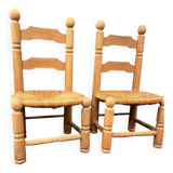 Chaises  en chêne paillées
