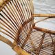 Vintage Audoux Minet bamboo, rattan, and smoked glass table duo.