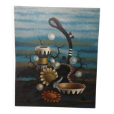 Gianfranco Rontani . Lucca (1926-2018) large oil on canvas 118 x 97 surrealist