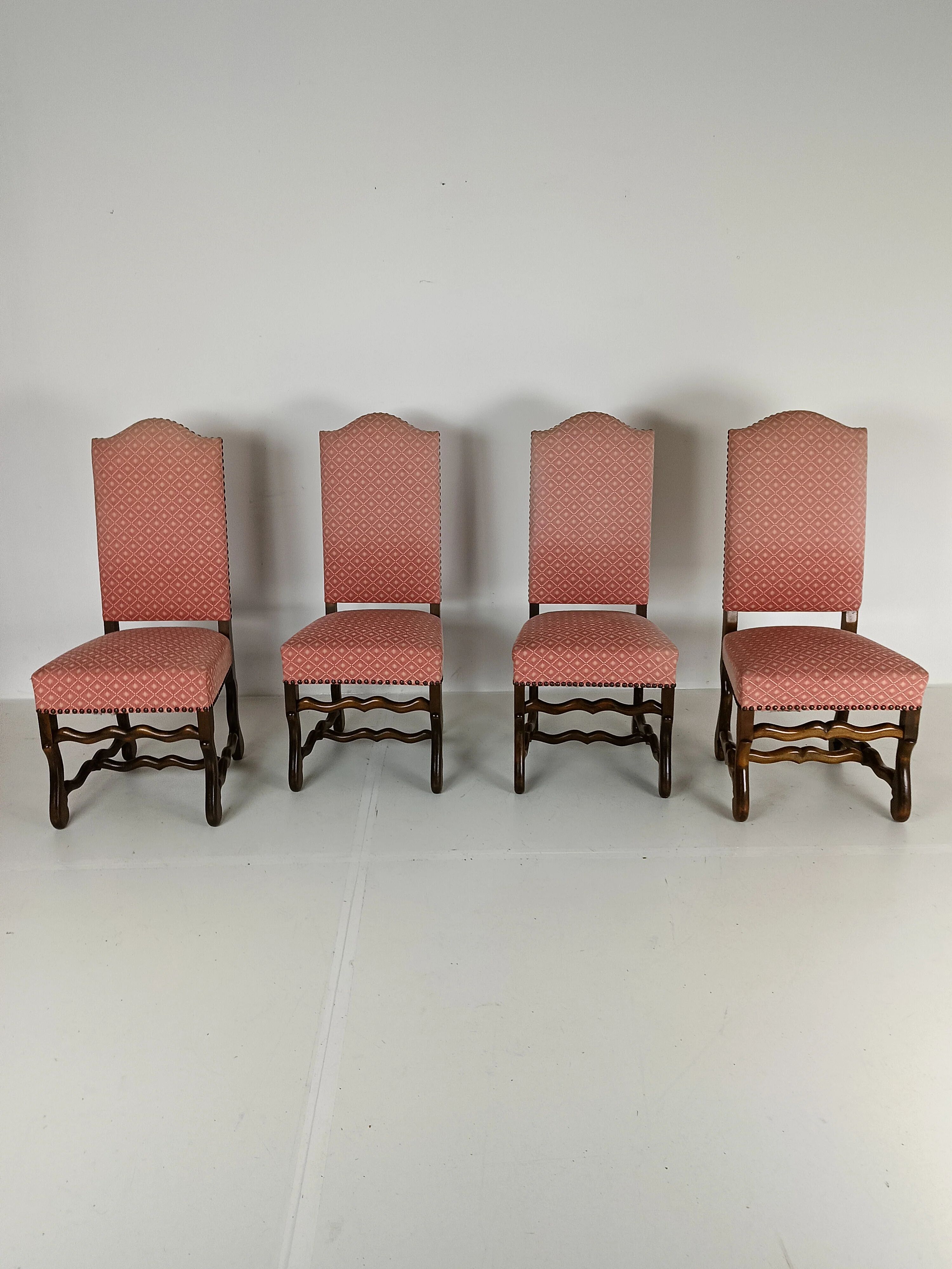 Beech Os De Mouton tapestry chairs (set of 4)