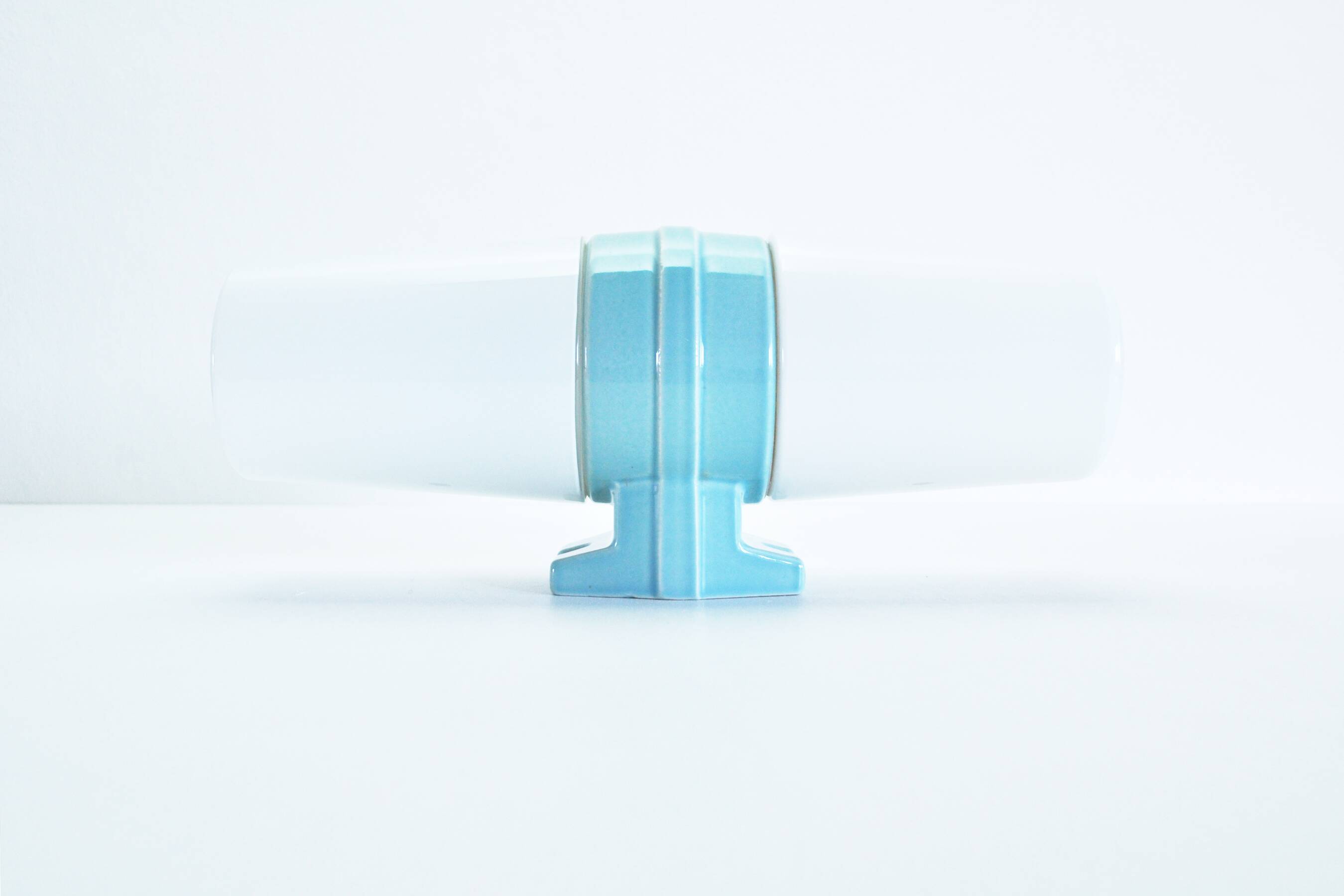 Large Scandinavian Modern Opaline Glass and Porcelain Wall Light by IFÖ, 1960s