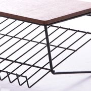 Vintage magazine rack made of metal and wood, 1960s