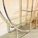 Chromed metal large riund room divider shelving show case etagere milo baughman style