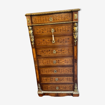 Secretary Ancien, Napoleon III, Late Nineteenth Century, Marquetry And Gilded Bronze