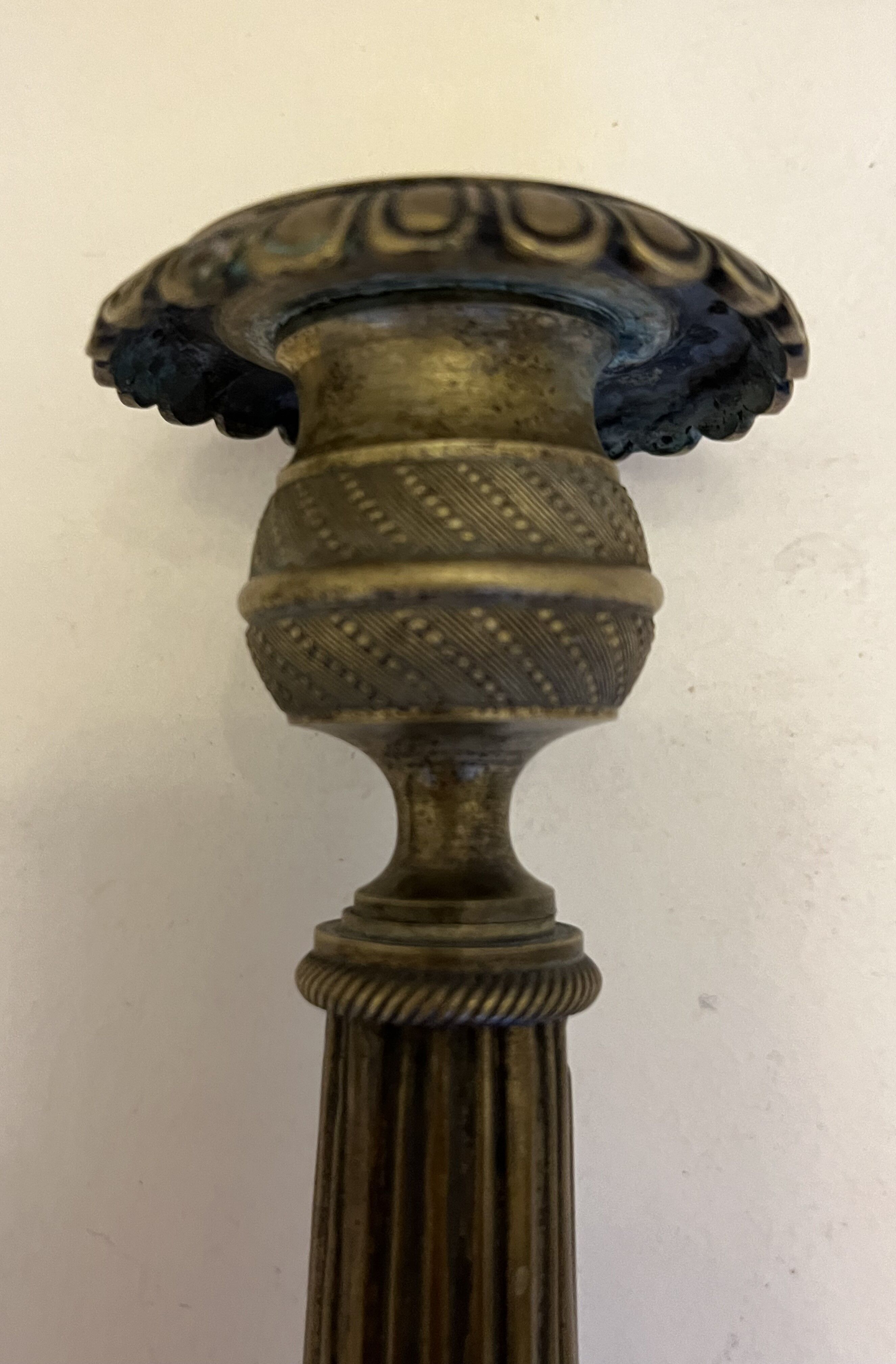 Pair of antique bronze torches