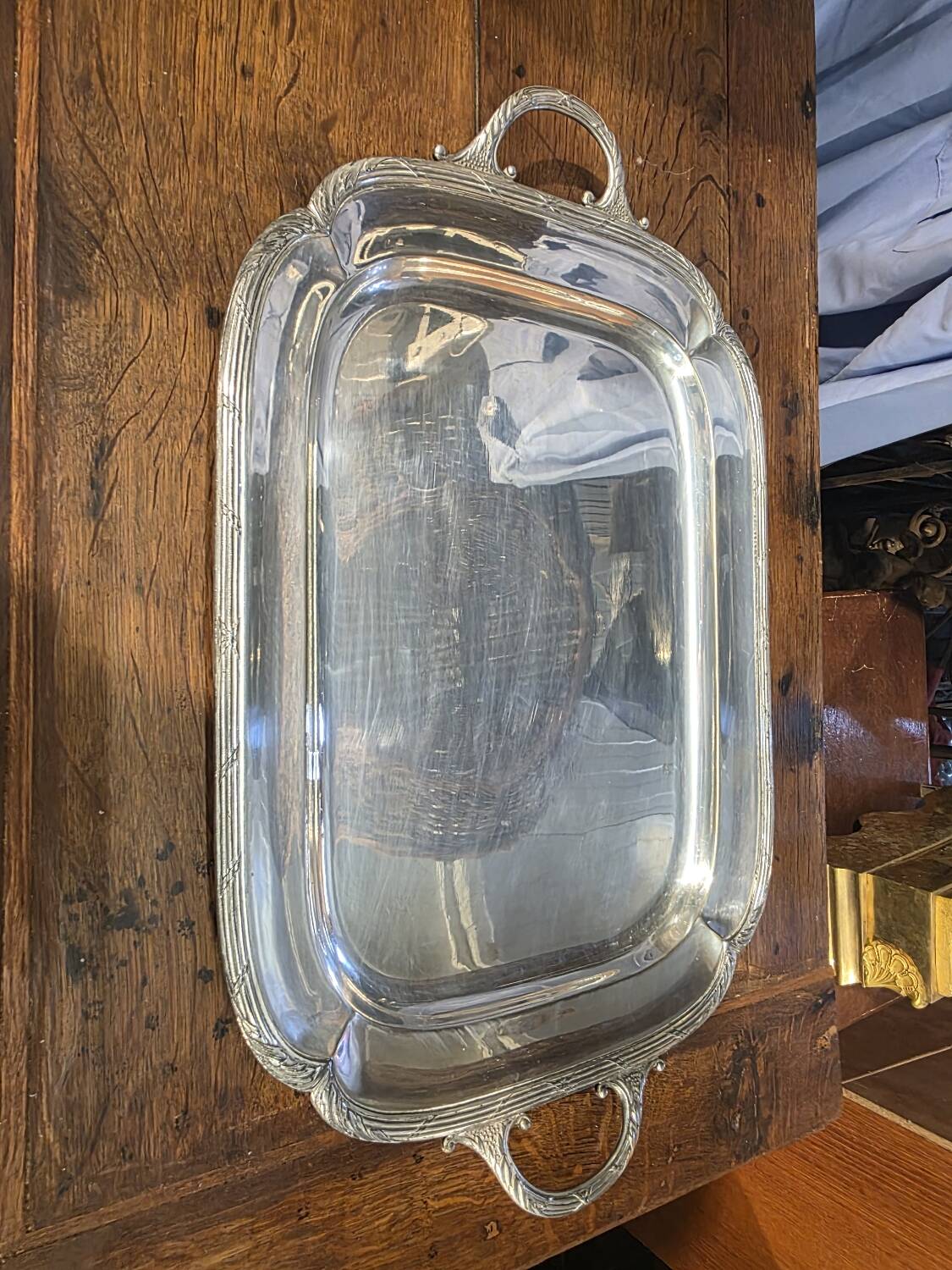 Silver-plated metal tray from the mid-20th century