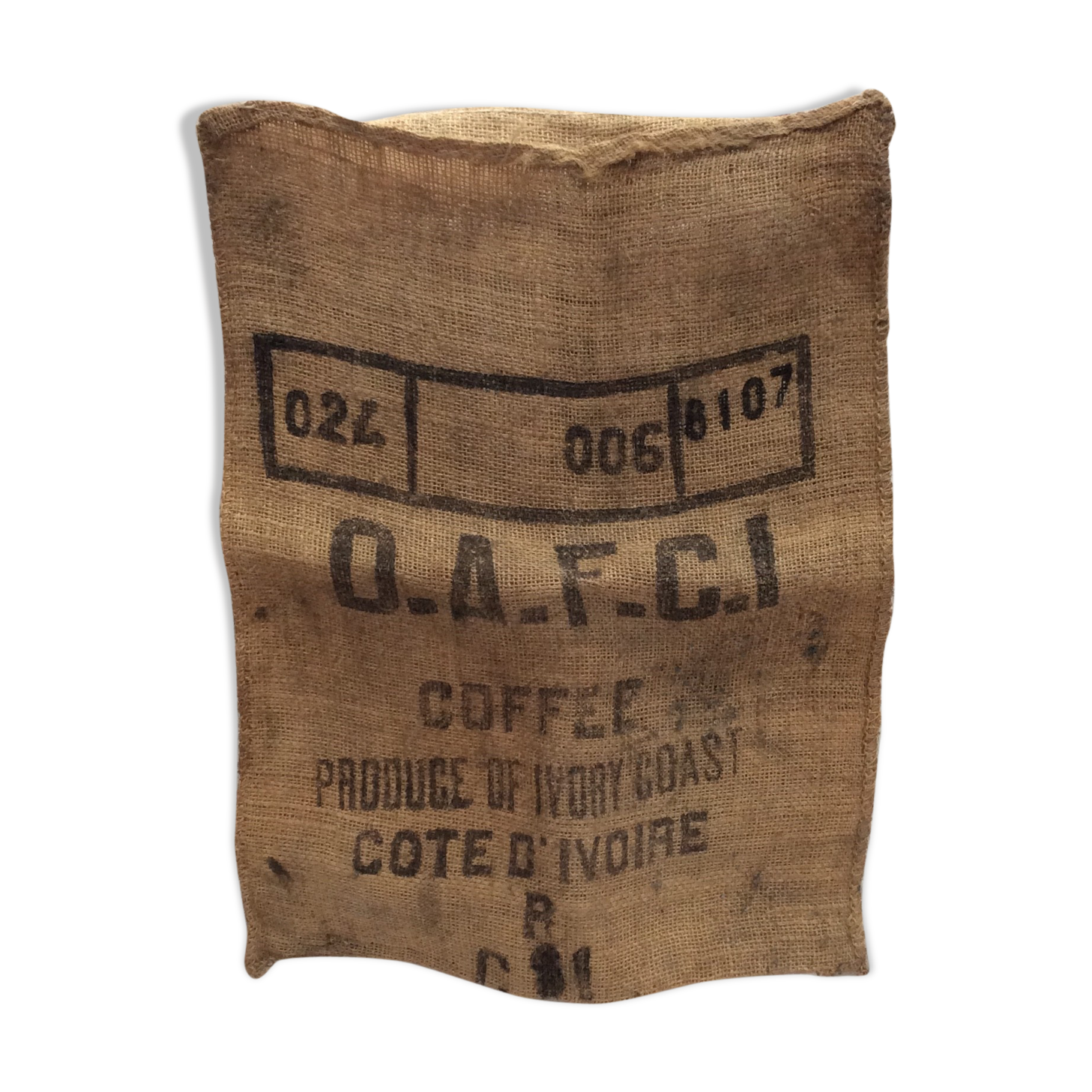 Vintage jute bag coffee Ivory Coast size: height -95cm- width -70cm-