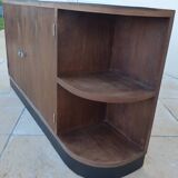 Art Deco low cabinet with two doors and shelf in walnut veneer